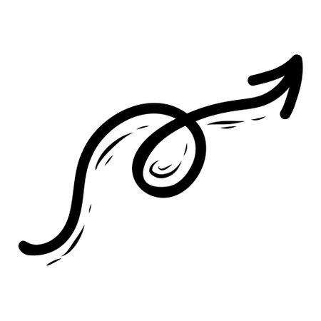 Thin linear arrow in doodle style for postcard decorのイラスト素材