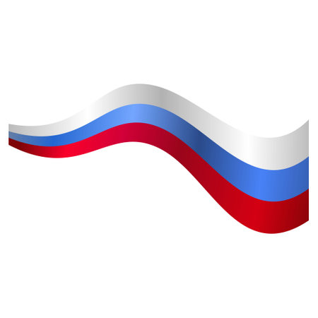 Flag of Russian Federation in form of ribbon. Illustration for Day of Russia on June 12.のイラスト素材