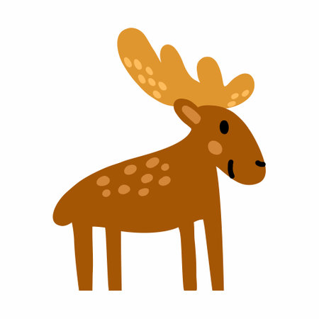 Funny cute moose in doodle style. element of decor of autumn postcard.のイラスト素材