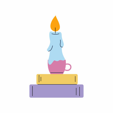 candle and book. Vector illustration on white backgroundのイラスト素材