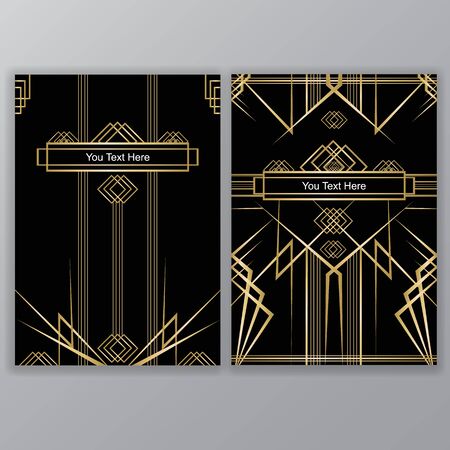 Art Deco A4 set, vector set retro for vintage party 1920のイラスト素材