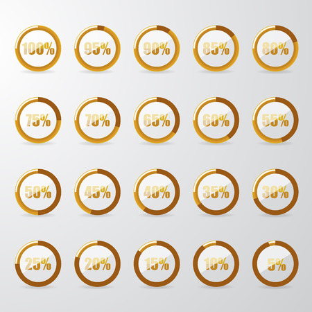 Golden percentage pie with glass.のイラスト素材