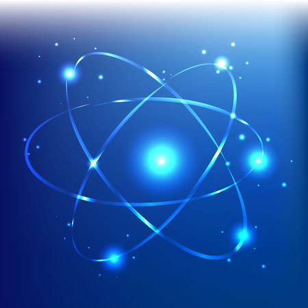 Abstract lightning  neon atom on blue background beautifulのイラスト素材