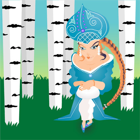 Russian girl in the forest vector illustrationのイラスト素材