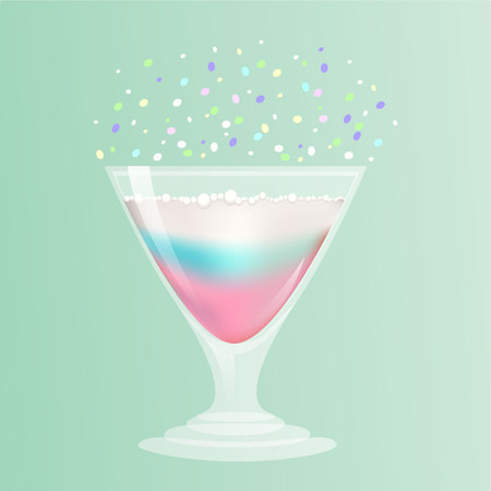 Cartoon sweet jar with pudding / ice cream with confetti   party cocktail , milkshake, happiness .のイラスト素材