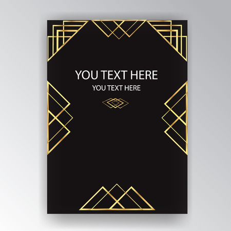 Geometric page template for web and print , golden black creative design , concept , metal frame .のイラスト素材