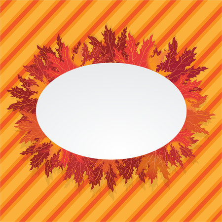 Autumn  leaves round  label ,with falling leafs circle frame for print and web sale banner and poster blank vector illustration with geometric patternのイラスト素材