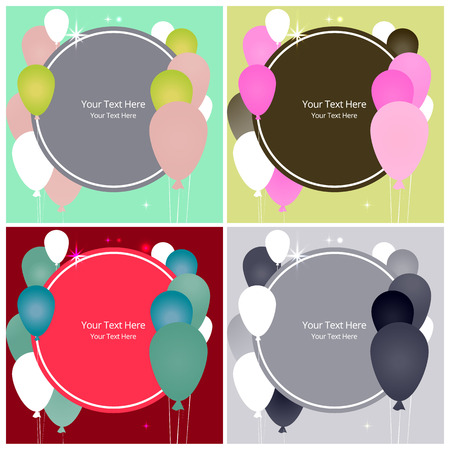 Balloons sale business template for web and print,  cute label for sale poster decoration . Beautiful flat cartoon cover template for Christmas card black ,silver and white with shiny glow decoration.のイラスト素材