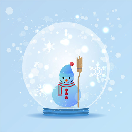 Snowman with snowfall. happy new yearのイラスト素材
