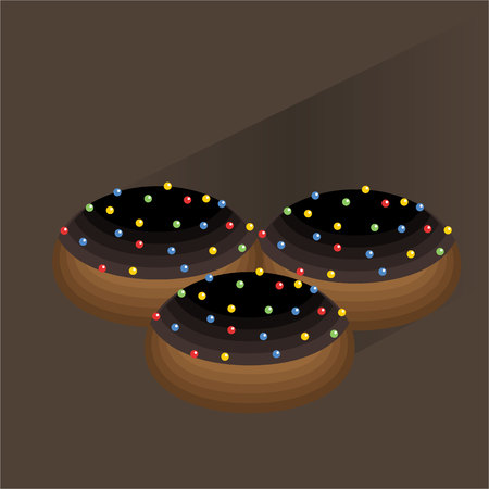 Cute flat iilustration of doughnut , donut tasty sweet doughnut hanukkah symbol with  chocolateのイラスト素材
