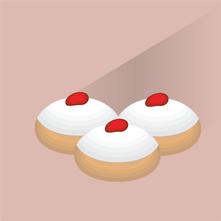 Cute flat iilustration of doughnut , donut tasty sweet jelly doughnut hanukkah symbol Raspberry Jellyのイラスト素材