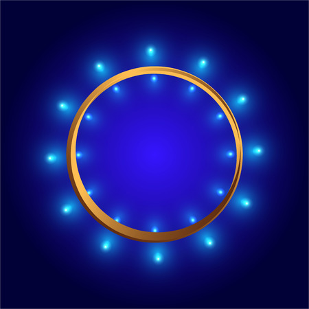 Vector round frame  shining circle banner illustration for web and print, bright background , motion magic circle blue violetのイラスト素材
