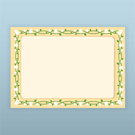 Floral border beige  page template for web and print, tulip patterns, wedding invitation card, romantic motive, mother day and  8 march card .のイラスト素材