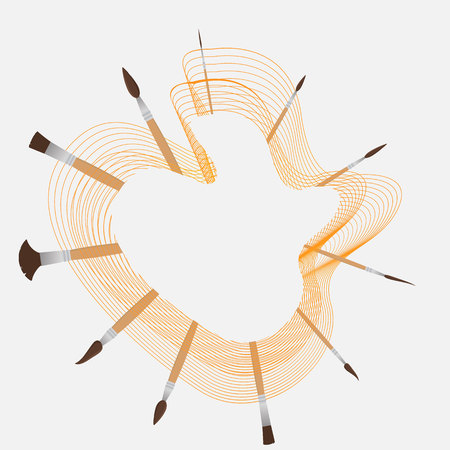 Paint brushes vector creavie draw for painter,  drawing school and designer.のイラスト素材