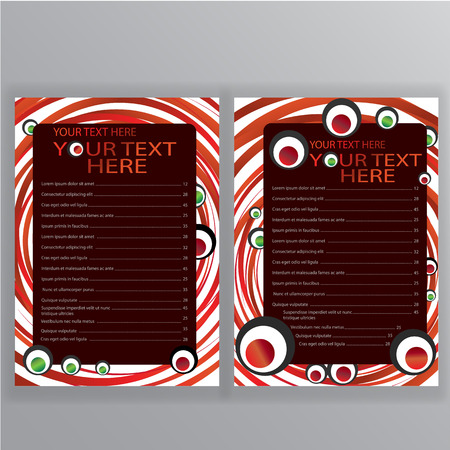Sushi menu vector  pages templates,  with maki rolls and menu on red lines on white ,for web and printのイラスト素材