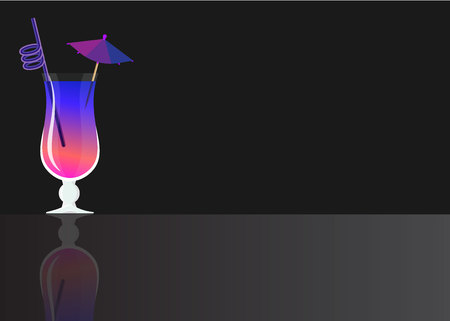 Galaxy Magic Moscow Mule Vodka Cocktail on black mirrored background. Vector illustration for web and print,  party invitation or menu decorationのイラスト素材