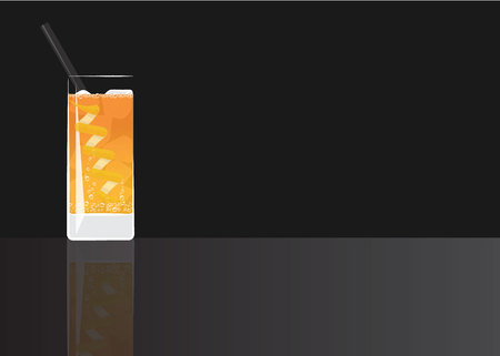 Sidecar cocktail on black mirrored background. Vector illustration for web and print,  party invitation or menu decorationのイラスト素材