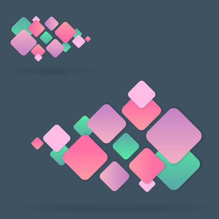 Creative abstract vector with rhombus 
 cover for web and print , pink , turquoise and lilac colors on white and dark gray , retro 80s styleのイラスト素材