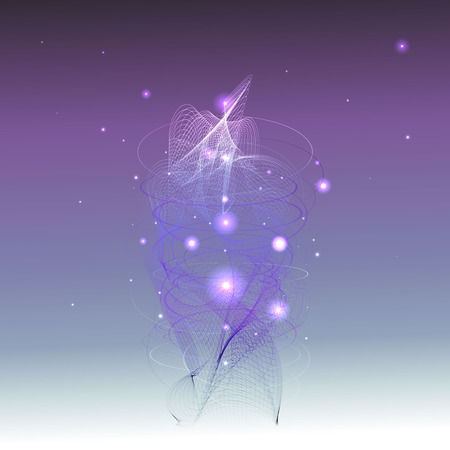 Abstract lines waves with glowing stars and futuristic shapes, modern technology geometric backgroundのイラスト素材