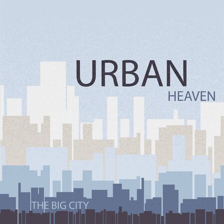 Industrial landscape, urban heaven creative vector  poster, cute cartoon background for web and print decoration, big city retro town.のイラスト素材