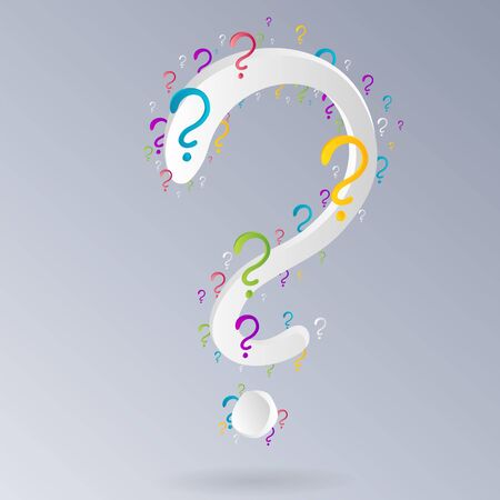 Question signs colorful vector illustration, problem and priority challenge concept. Flat design  background for web and print. Ask for help, asking questions, FAQ sign. Question mark stamp.のイラスト素材