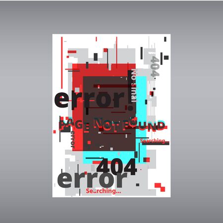 Glitch 404 page not found template. Tv distorted signal chaos, glitched effect distortion color...