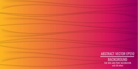 Futuristic abstract yellow-pink background for web and print decoration. Simple wave shapes with pseudo 3Dのイラスト素材