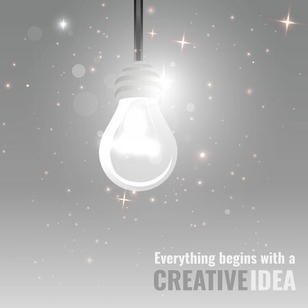 Glowing lamp with question signs , silver white illustration, clean concept for web and print, with bokeh and lightsのイラスト素材
