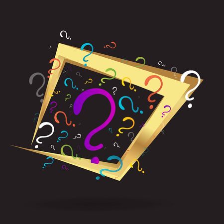 Question signs colorful vector illustration, problem and priority challenge concept. Flat design  background for web and print.  Ask for help, asking questions, FAQ sign. Question mark stamp.のイラスト素材