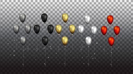 Red and black realistic vector balloons, elegant background for sale 
 for  web and print, luxury decoration for holiday sale, black Friday or other special offer banner or posterのイラスト素材