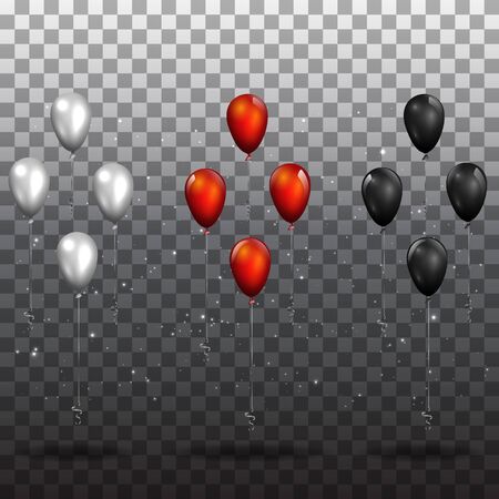 Red and black realistic vector balloons, elegant background for sale 
 for  web and print, luxury decoration for holiday sale, black Friday or other special offer banner or posterのイラスト素材