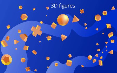 Yellow 3D primitives realistic vector illustration for web and print decoration, geometric creative designのイラスト素材