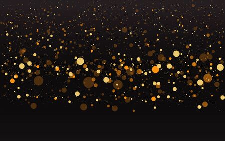 Luxury golden sparkle background, glitter magic glowing. Black and gold vector luminous dust with bokeh. Birthday cards, valentine day, wedding invitations, Christmas party poster for web and print のイラスト素材