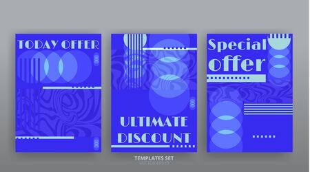 Abstract memphis and hipster and graphic geometric elements bauhaus design template. Glitch creative background, Vector set Brochure, Invitation, Presentation, Sale banner, Discount, Placards.のイラスト素材