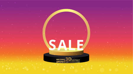 Golden black luxury stage and podium, for winner or product, clean minimal abstract geometric background popular concept. Scene for awards on website in modern, trendy futuristic design. 3d Vector.のイラスト素材