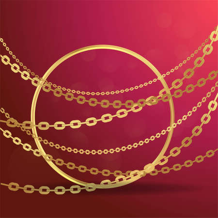 Metallic golden stage realistic, round platform and realistic frame minimal background, 3d scene for product presentation or mockup. Sale promo podium, for winner, advertising.のイラスト素材
