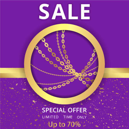 Metallic golden stage realistic, round platform and realistic frame minimal background, 3d scene for product presentation or mockup. Sale promo podium, for winner, advertising.のイラスト素材