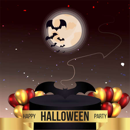Halloween sale or party event with bats and full moonのイラスト素材