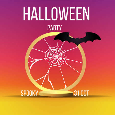 Halloween sale or party event with bats and golden stageのイラスト素材