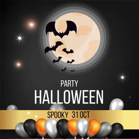 Halloween sale or party event with bats and full moonのイラスト素材