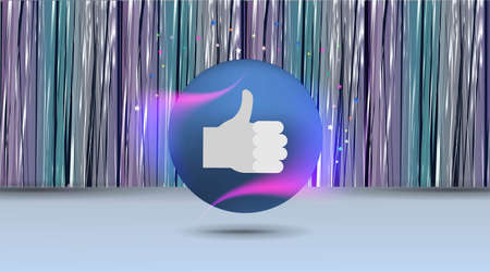 Big like sign button, Streaming preview template, 3d happy live, love social media concept with media icons, chat box and, creative design, cute multimedia vectorのイラスト素材