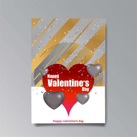 Abastract Valentine's Day page desing for web and print, with heart and stars, love concept, young colorful invitation design.のイラスト素材