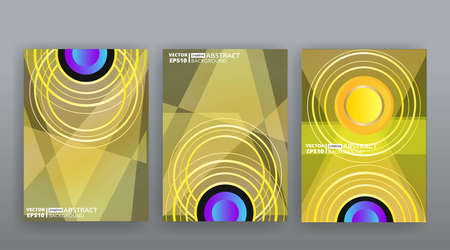 Yellow creative futuristic abstract vector background, dynamic modern yellow page temples set, summer vibes geometric lines and dots design, shiny elegant luxury invitation, flyer or coverのイラスト素材