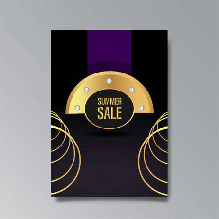 Luxury abstract Sale brochure template. Art deco elegant banner, premium promo background for holiday, with gold. Shiny Vector illustration.のイラスト素材