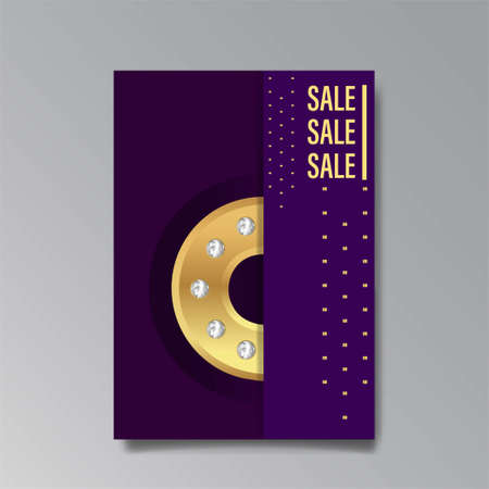 Luxury abstract Sale brochure template. Art deco elegant banner, premium promo background for holiday, with gold. Shiny Vector illustration.のイラスト素材