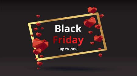 Black Friday luxury concept, Super Sale promo Xmas background. Golden text lettering. New Year and Christmas design. vector illustrationのイラスト素材