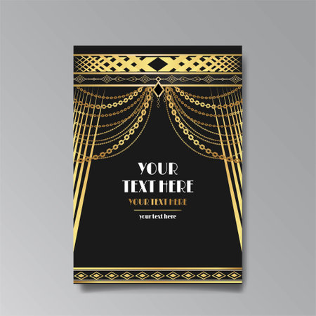 Art deco wedding invitation save the date card art nuevo. Luxury classic antique event cards design. VIP invite, Fancy party Gatsby invitation. thank you card. Vector vintage illustrationのイラスト素材