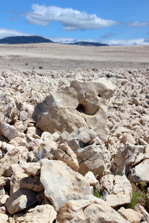 tone on rocky, wild plain on the Island of Pag, Croatiaの写真素材