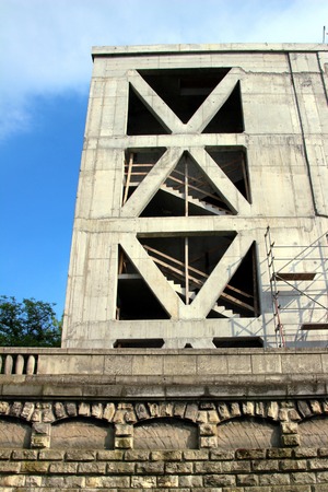 Concrete building under construction. Concrete columns and slabs