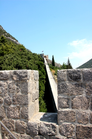 Defensive walls of Ston. Peljesac peninsula.Croatiaの写真素材